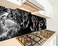 Панель на кухонный фартук под стекло бокалы с клубникой, с двухсторонним скотчем 62 х 205 см, 1,2 мм