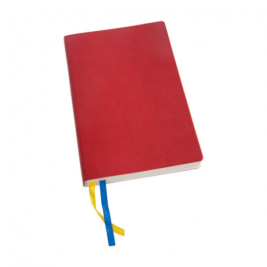 Щоденник недатований А5 mini 130х210 мм "ПРІНТ" кремовий блок гнучка палітурка Темно-рожевий Червоний, фото 1