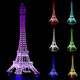 Подарунки на 14 лютого, 3D Світильник "Ейфелева вежа", 1 світильник — 16 кольорів світла., фото 3