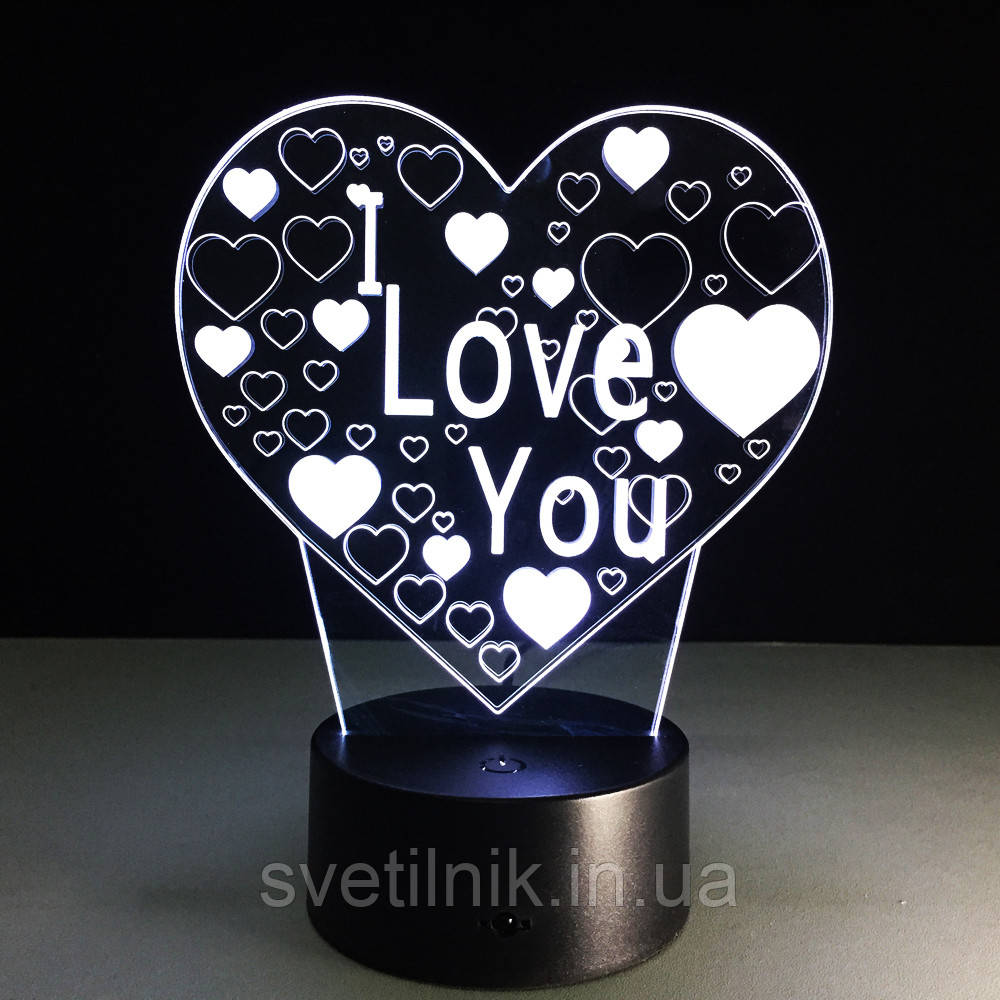 3D Светильник Love . 1 светильник - 16 разных цветов света, Подарок в день рождения - фото 5 - id-p1115411389