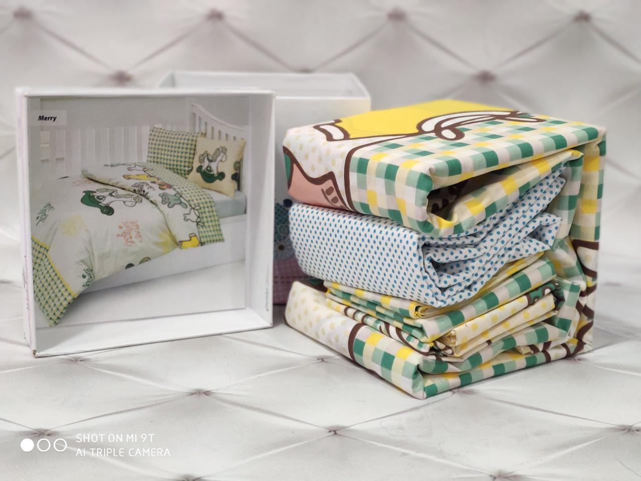 Дитяче постільна білизна для немовлят у ліжечко бавовна Belizza Merry, фото 1