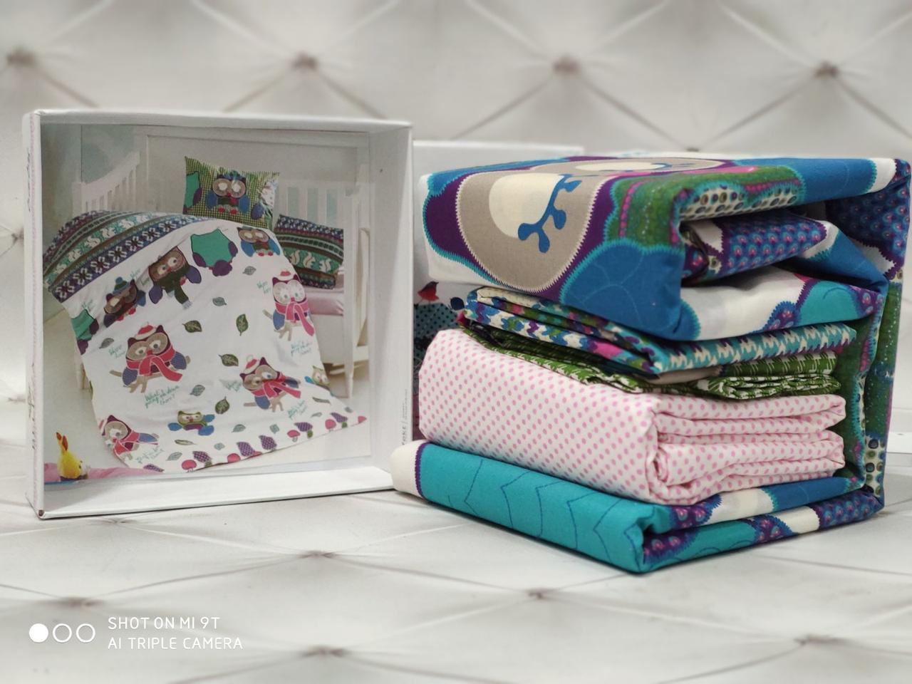 Дитяче постільна білизна для немовлят у ліжечко бавовна Сови, фото 1