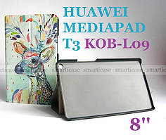 Кольоровий жіночий чохол книжка Huawei Mediapad T3 KOB-L09 (dream deer)