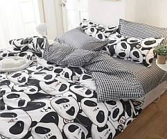 Постільна білизна з пандами 100% бавовна/напівторний комплект постільної білизни/Бязь gold люкс