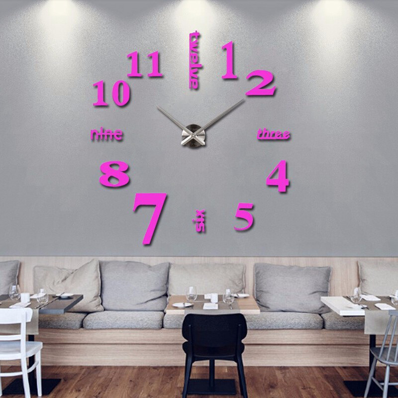 60-130 см, Годинник на стіну 3д, Годинники настінні з ефектом 3д, Написи, рожевого кольору