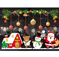Наклейки с новым годом Merry Christmas разноцветные - (наклейки на 2-х листах размерами 35*50см), силикон