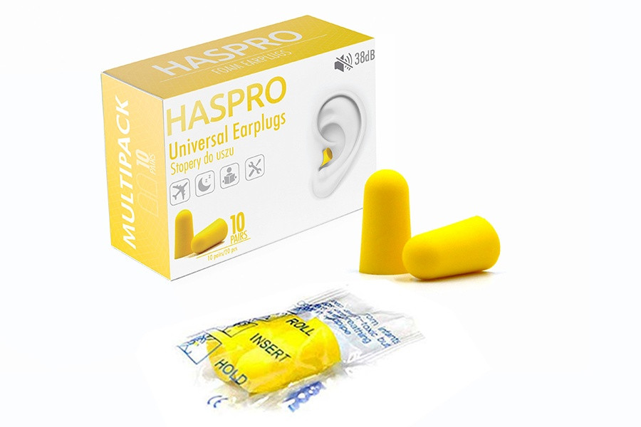 Пінні беруші для сну 10 пар SNR 38 дБ Haspro Multipack (жовтий колір)