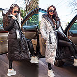 Двосторонні пальто ковдру в комплекті пояс, Пальто-ковдра стеганное з цільним капюшоном срібло чорний, фото 3