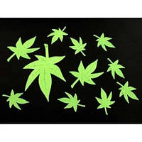 Фосфорні наклейки на стелю Листочки 11 шт. у наборі