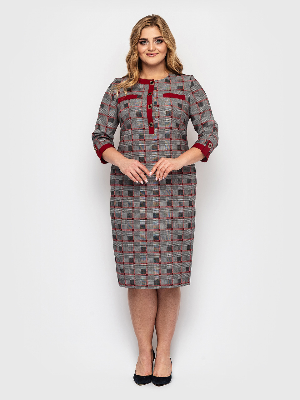 Жіноче плаття Мірра клітина бордо, фото 1