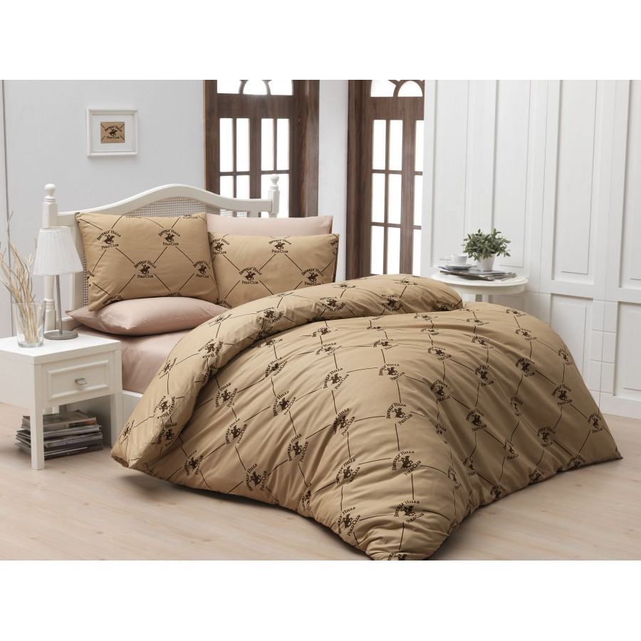 Постільна білизна Beverly Hills Polo Club ранфорс - BHPC 006 Beige полуторний