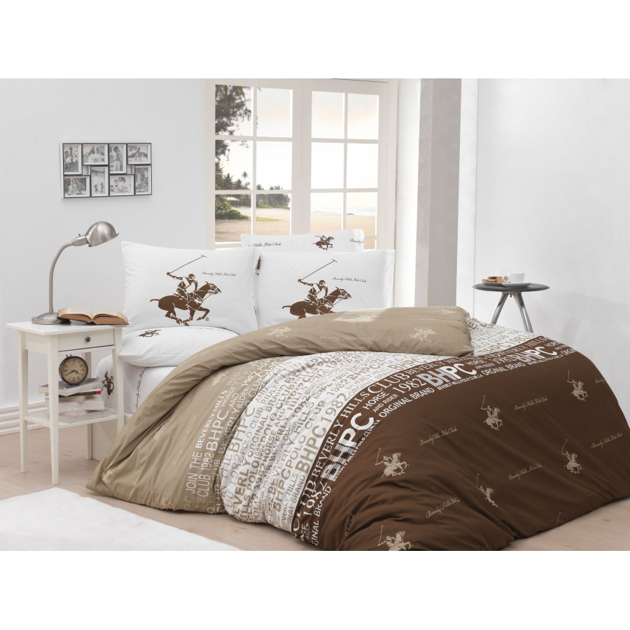 Постільна білизна Beverly Hills Polo Club ранфорс - BHPC 004 Brown євро