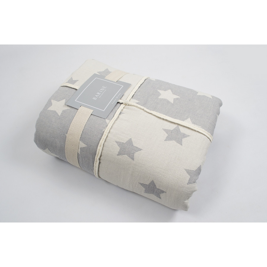 Плед микроплюш Barine - Star Patchwork throw grey сірий 130*170