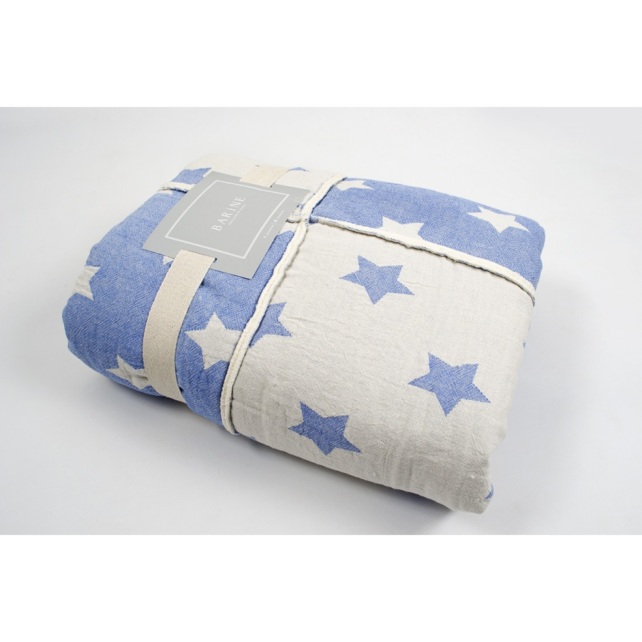 Плед микроплюш Barine - Star Patchwork throw blue блакитний 130*170