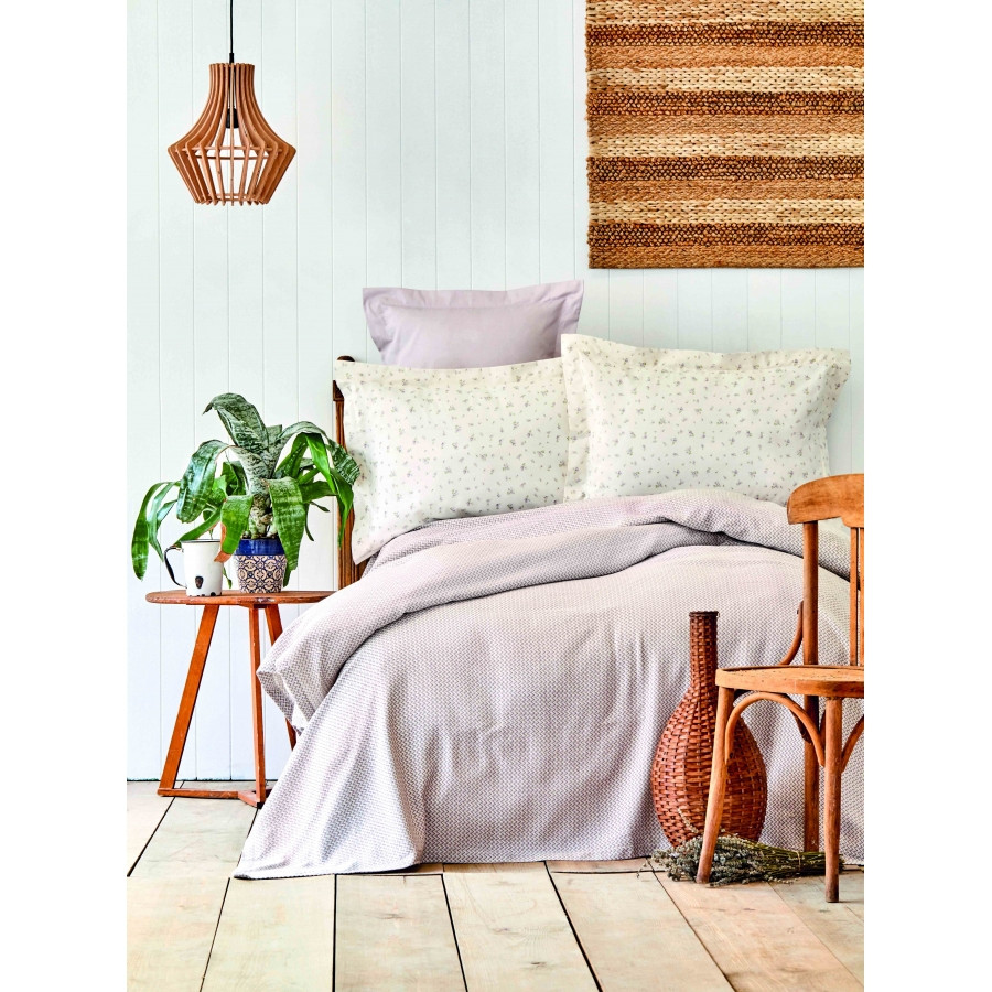 Постільна білизна Karaca Home - Fois lila 2020-2 ліловий pike jacquard 200*220 євро