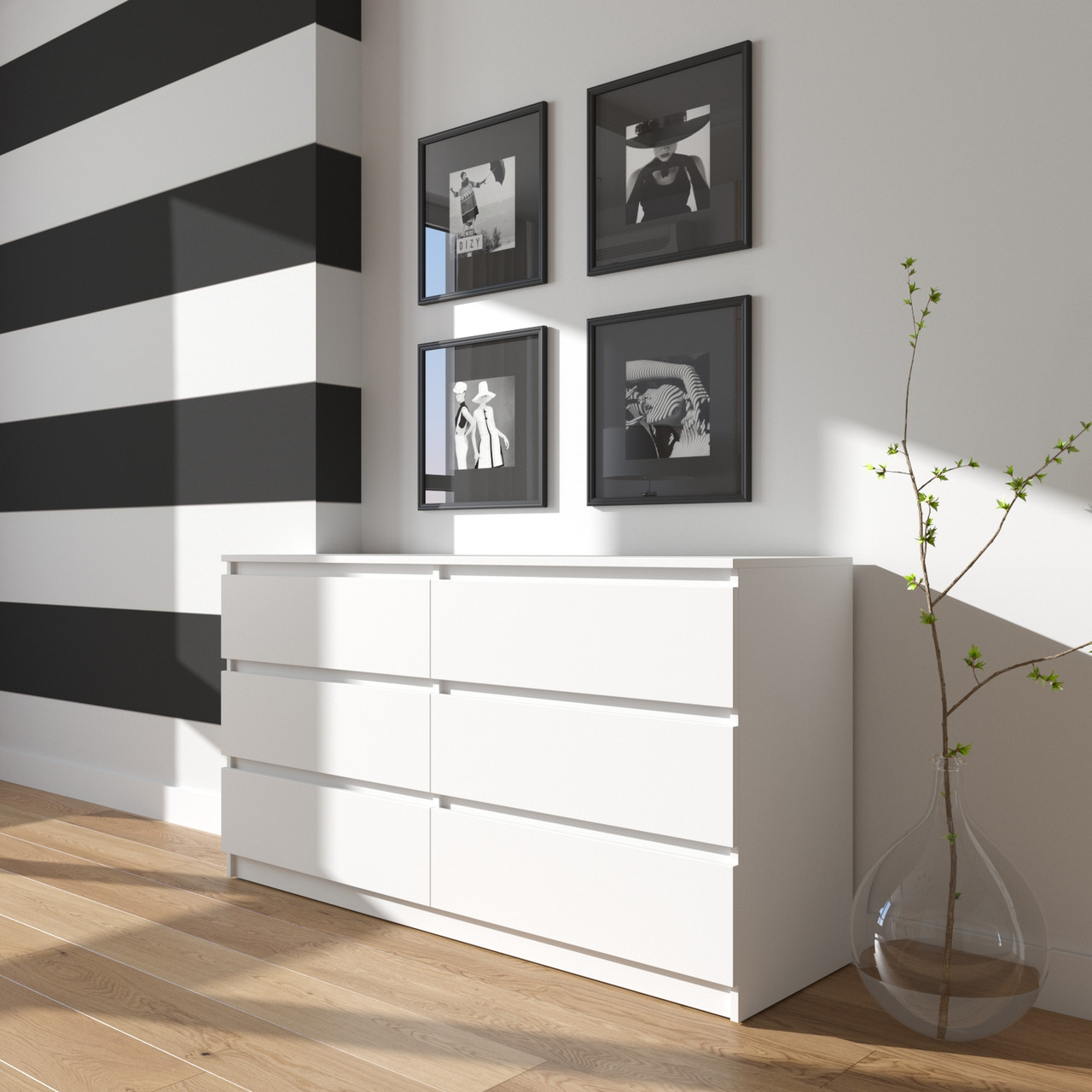 Комод VAYS R-7, 6 шухляд без ручок, ЛДСП, 140×40×75 см – для дому, офісу, вітальні, спальні, фото 1