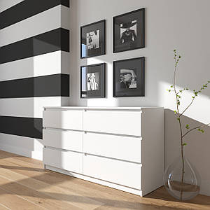 Комод VAYS R-7, 6 шухляд без ручок, ЛДСП, 140×40×75 см – для дому, офісу, вітальні, спальні