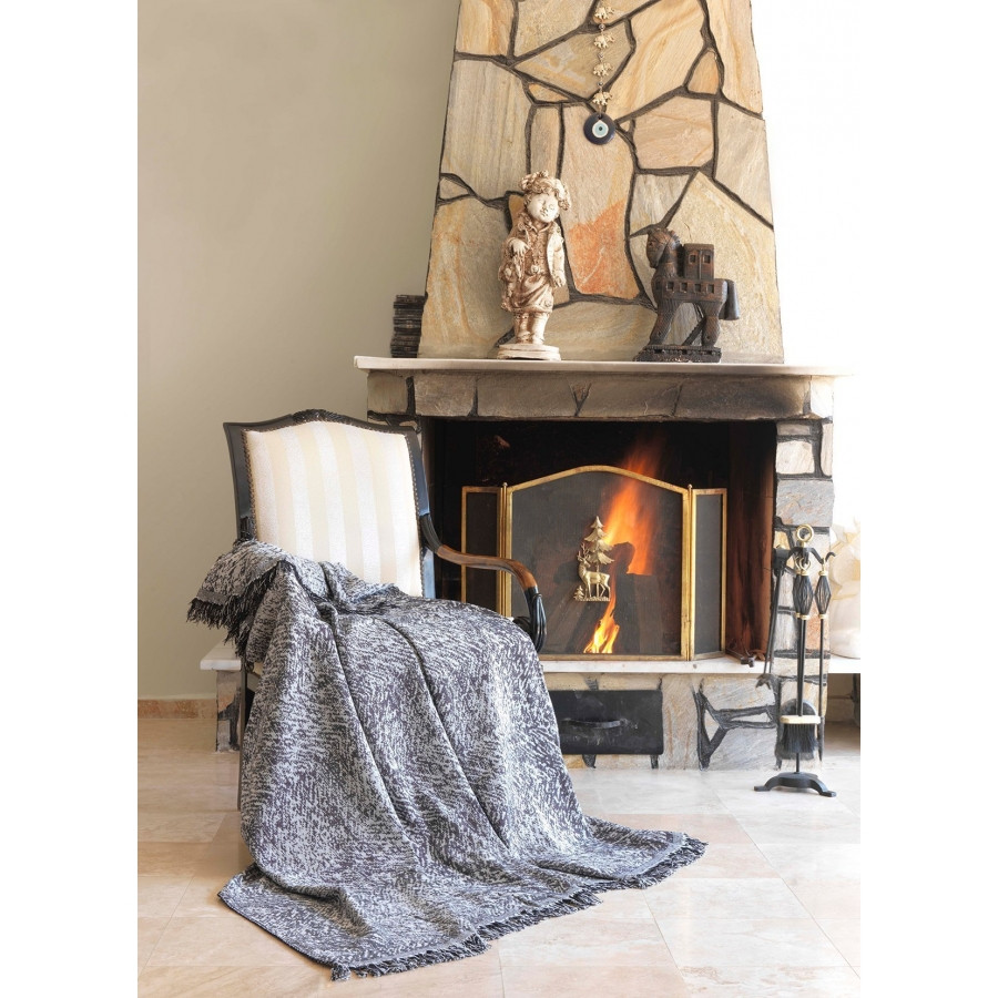 Плед-накидка Eponj Home Buldan Keten - Linen 170*220 siyah чорний
