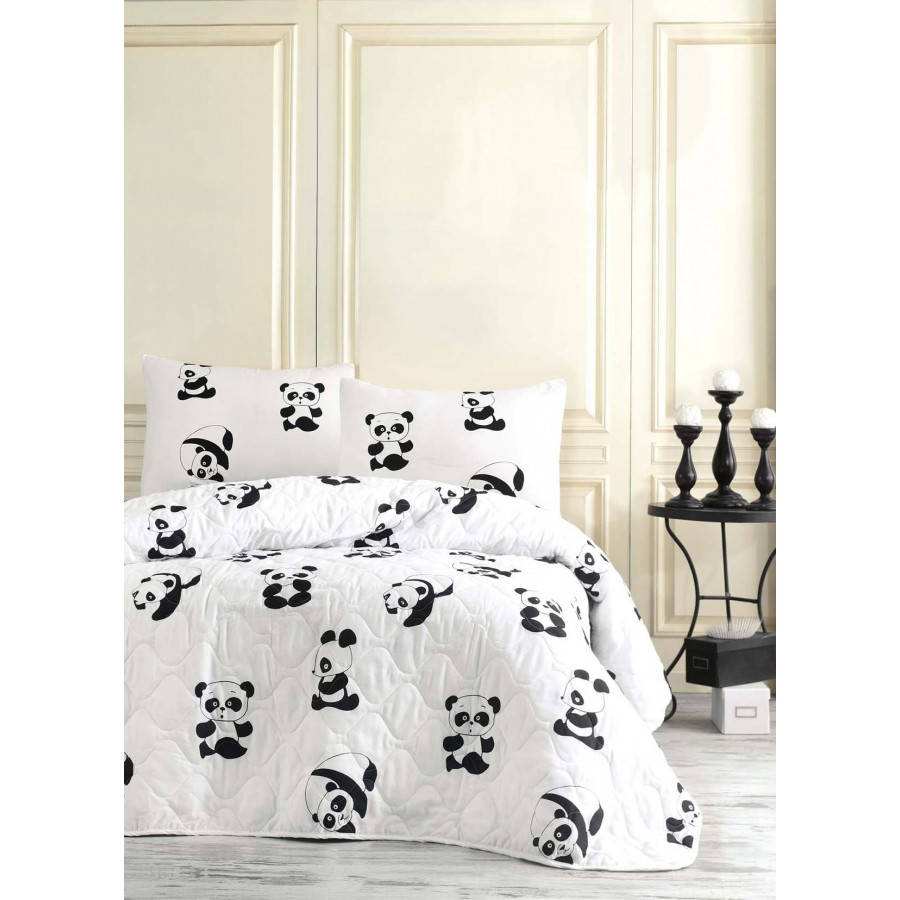 Покривало стеганное з наволочками Eponj Home B W - Panda 200*220