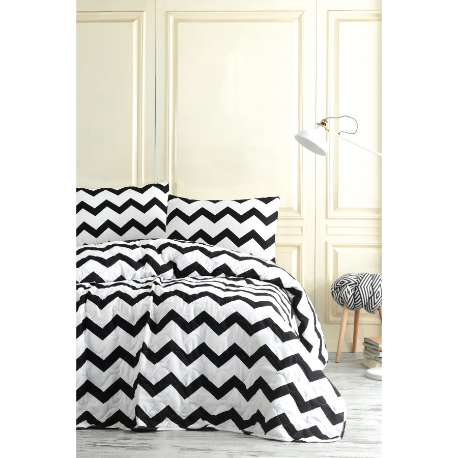 Покривало стеганное з наволочками Eponj Home B W - SmallZigzag 200*220