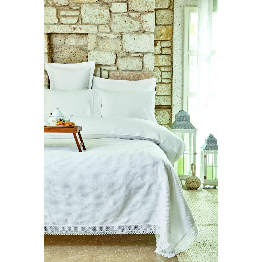 Постільна білизна Karaca Home - Olivia beyaz білий піку 250*240 євро