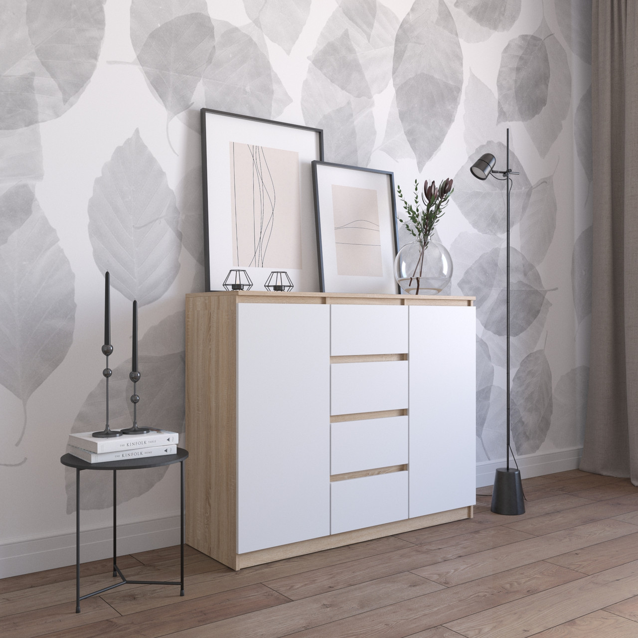 Комод VAYS R-11, 4 шухляди та 2 відділення з полицями, без ручок, ЛДСП, 120×40×98 см - для спальні, вітальні, передпокою, фото 1