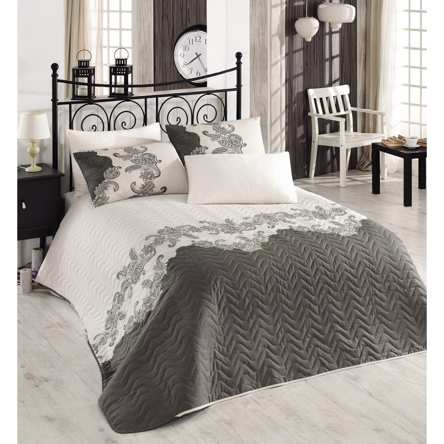 Покривало стеганное з наволочками Eponj Home - Mixscarlet bej бежевий 200*220