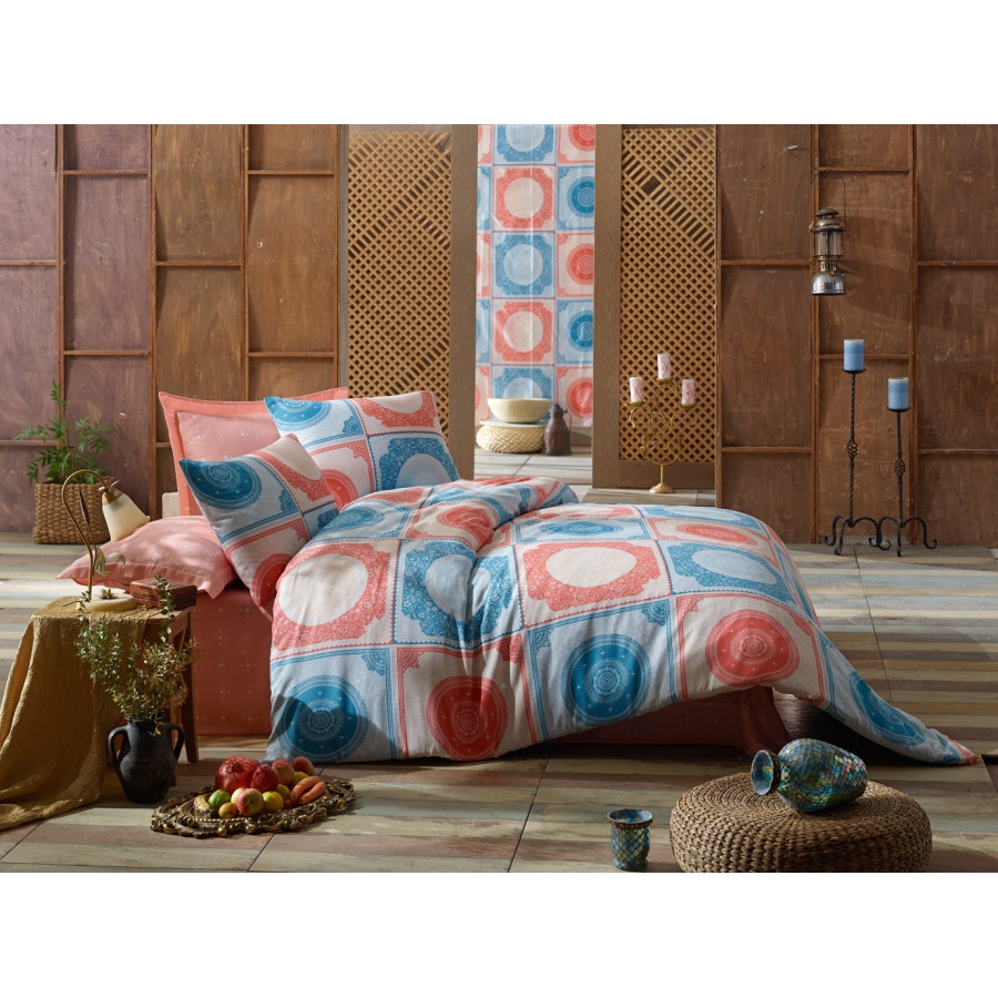 Постільна білизна Eponj Home - Ornament Mint Somon ранфорс євро