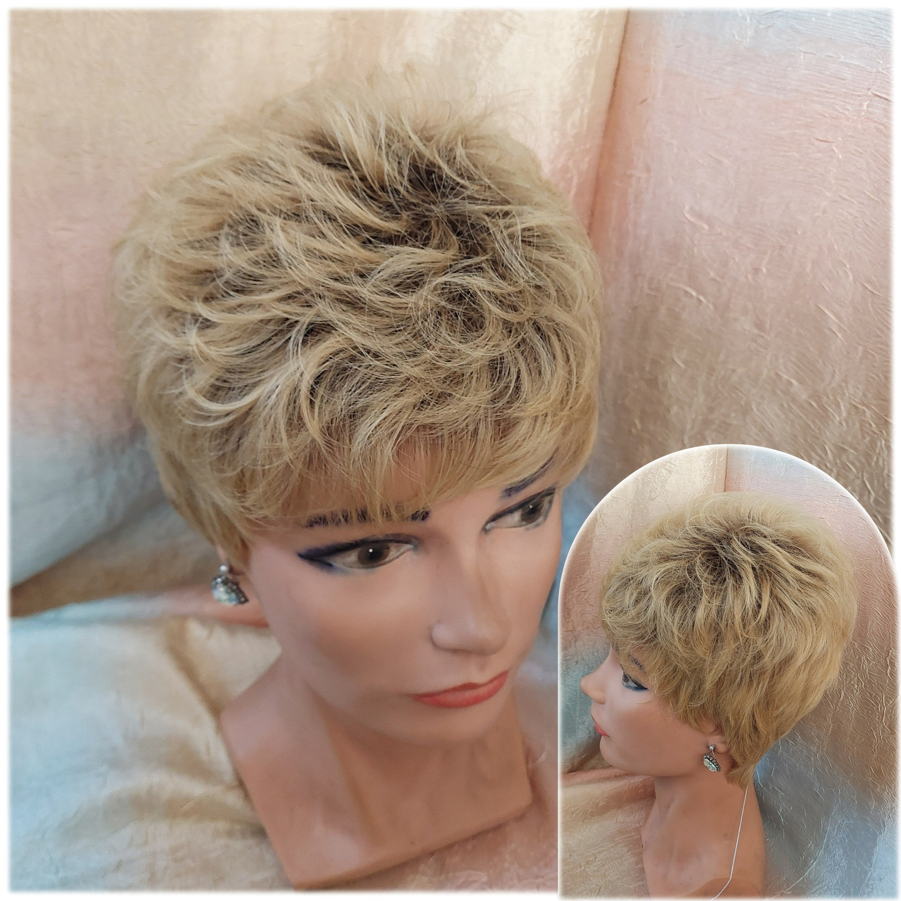 Коротка перука з термоволокна карамельний омбре 2763t-YS33/1063F, фото 1