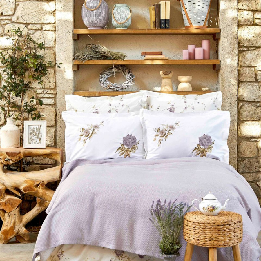 Постільна білизна Karaca Home - Henri lila ліловий pike jacquard 200*220 євро