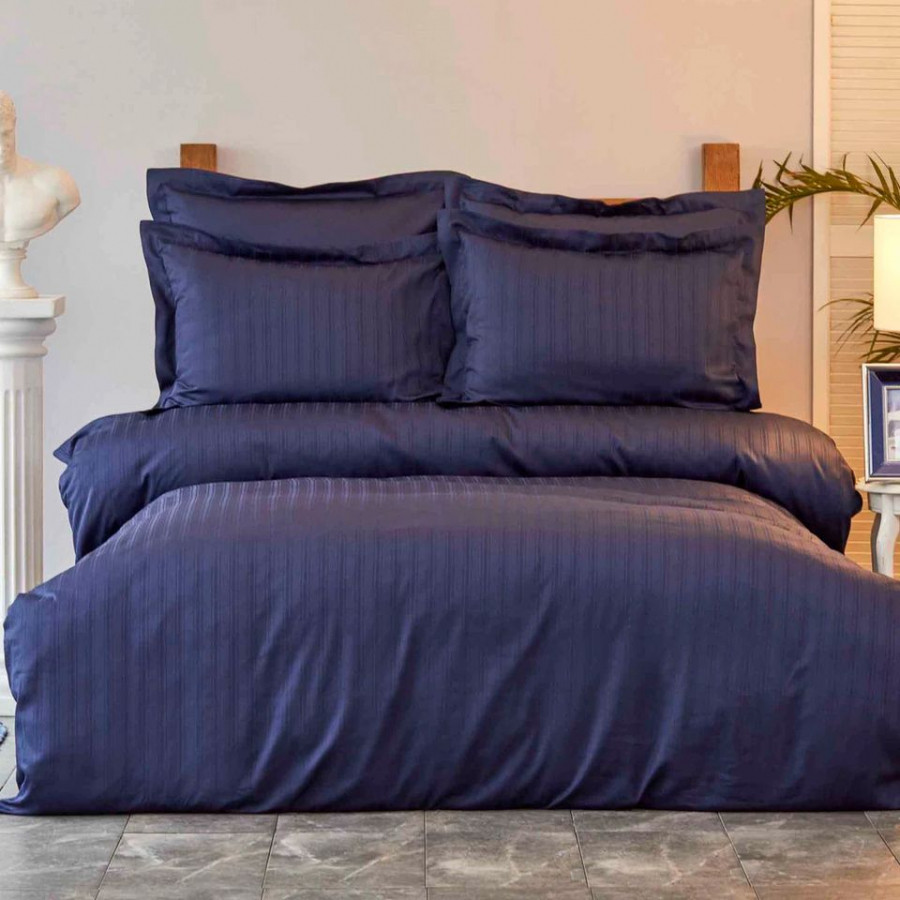 Постільна білизна Karaca Home сатин - Charm bold lacivert синій полуторний