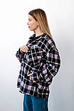 Бавовняна тепла сорочка блуза для вагітних і годуючих лавандова клітина oversize - крою, 5368222-Л, фото 6