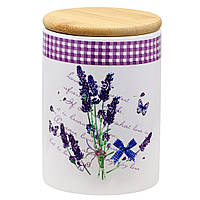 Банка керамічна з дерев'яною кришкою 850 мл "Лаванда" ZFC 038 LV