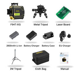 ᐉ Лазерний рівень Firecore F94T-XG➤ ГАРАНТІЯ 1рік ➤ штатив 2 метри в комплекті