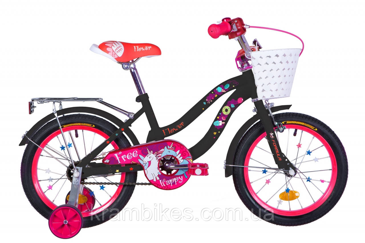 Велосипед дитячий Formula Flower (2021) 16" чорний з рожевим