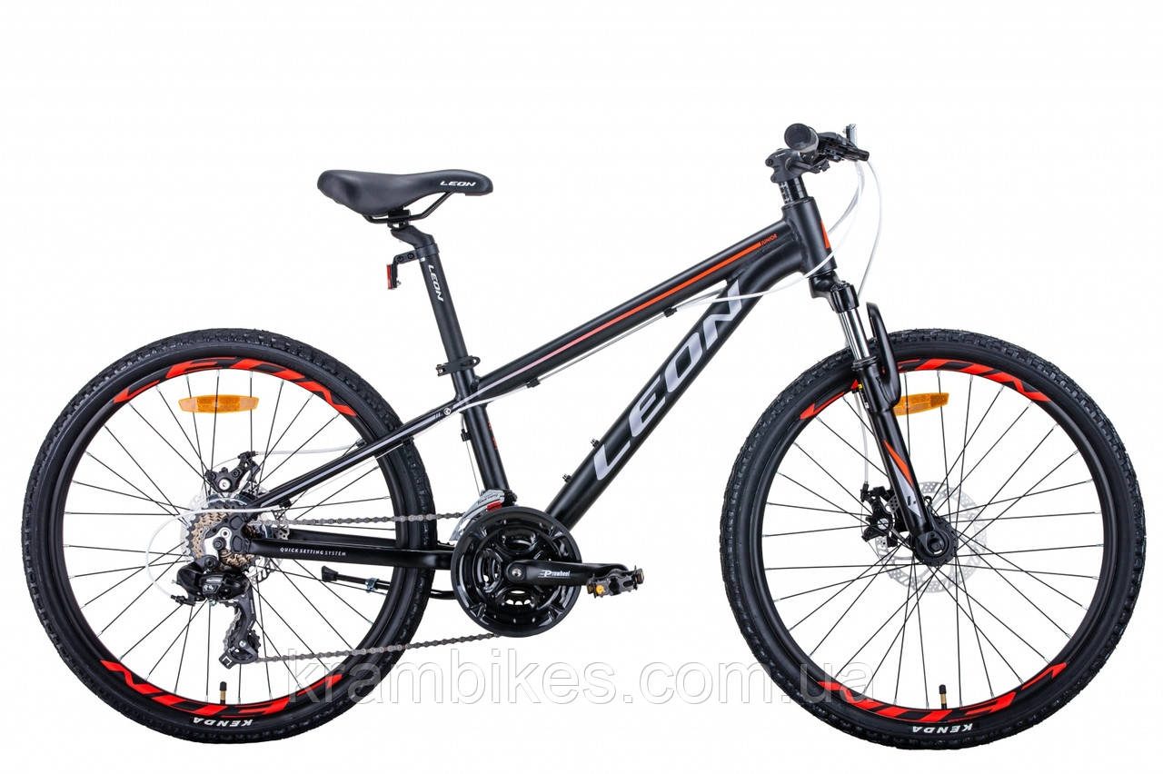 Велосипед Leon — JUNIOR AM DD 2021 (2021) 24"-12" чорний/жовтогарячий/сірий