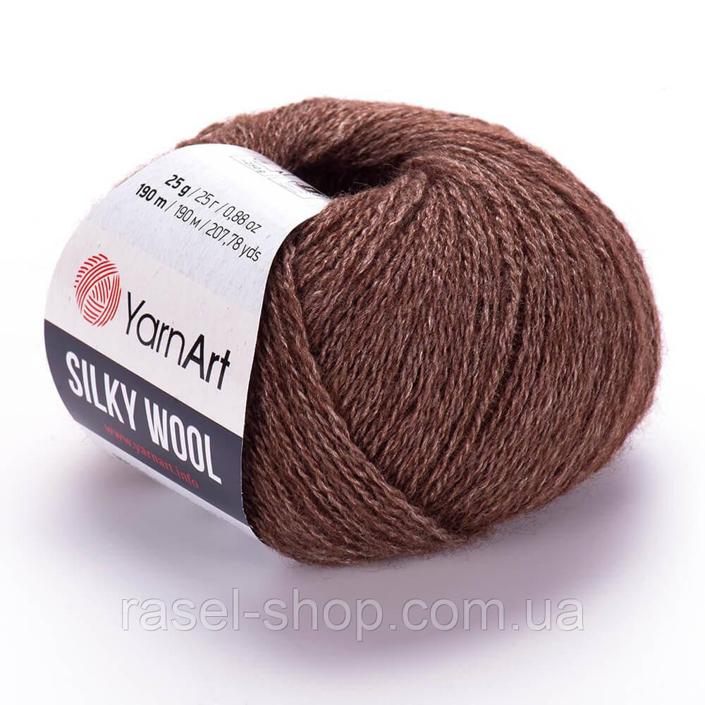 Yarnart Silky Wool коричневый №336