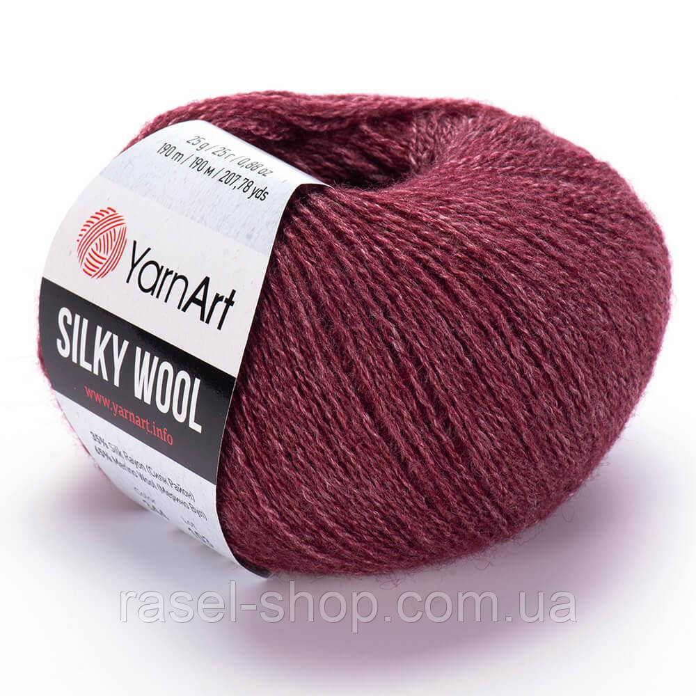 Yarnart Silky Wool бордовый №344