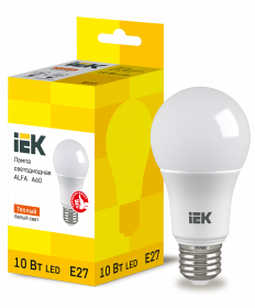 Лампа LED ALFA A60 шар 10 Вт 230 В 3000 К E27 IEK
