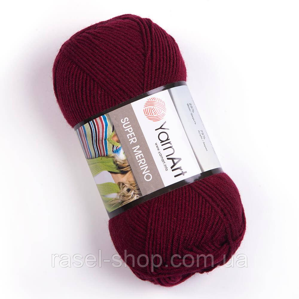Yarnart Super Merino бордовый №999