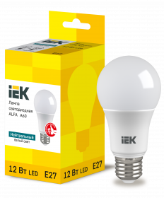 Лампа LED ALFA A60 шар 12 Вт 230 В 4000 К E27 IEK