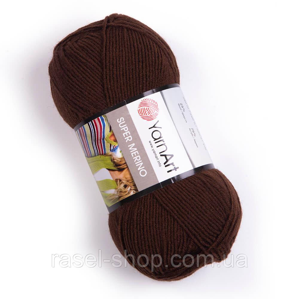 Yarnart Super Merino коричневый №1182