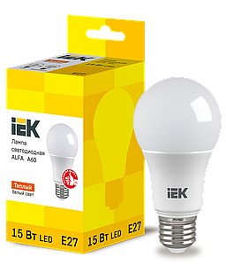 Лампа LED ALFA A60 куль 15 Вт 230 В 3000 К E27 IEK