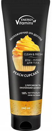 Душ-пілінг для тіла Energy Of Vitamins Рeach Сupcake 240 мл, фото 1