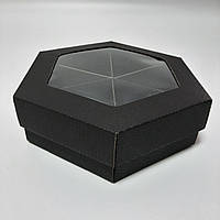 Коробка шестигранна для наборів горіхів, сухофруктів 220х190х55 мм.
