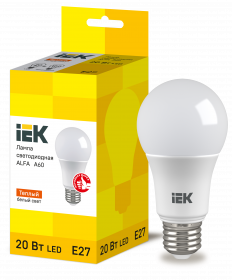 Лампа LED ALFA A60 куль 20 Вт 230 В 3000 К E27 IEK
