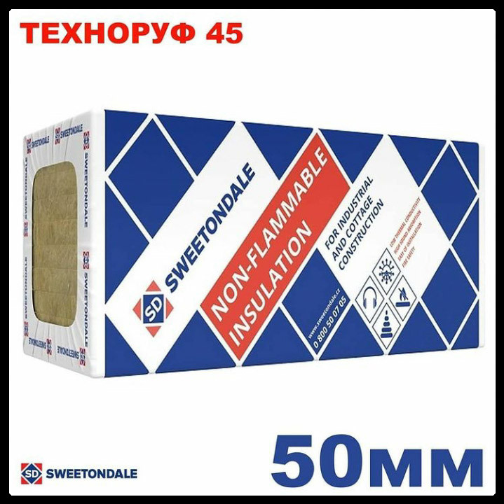 Базальтовый Утеплитель "ТЕХНОРУФ-45" 50 мм 2.88 м2/упк Sweetondale - (Технониколь) - фото 1 - id-p873357334