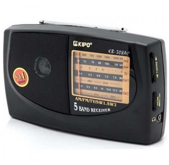 Радіоприймач KIPO KB-308, FM радіо, AUX, корпус пластмас, Black, BOX