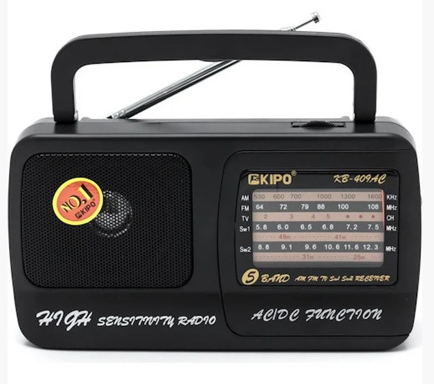 Радіоприймач KIPO KB-409, FM радіо, AUX, корпус пластмас, Black, BOX