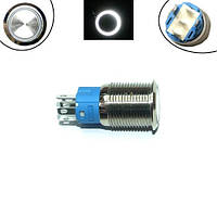 Кнопка 16мм фіксуюча, 12-24В, білий LED, 5pin, 16K-P11DZ